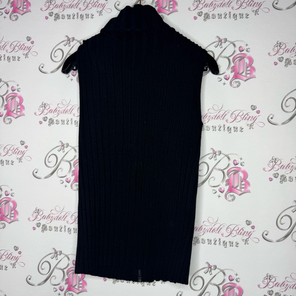 Belldini vest rhinestone bling zipper zip up diamonds ribbed tank top cardigan - Picture 4 of 7